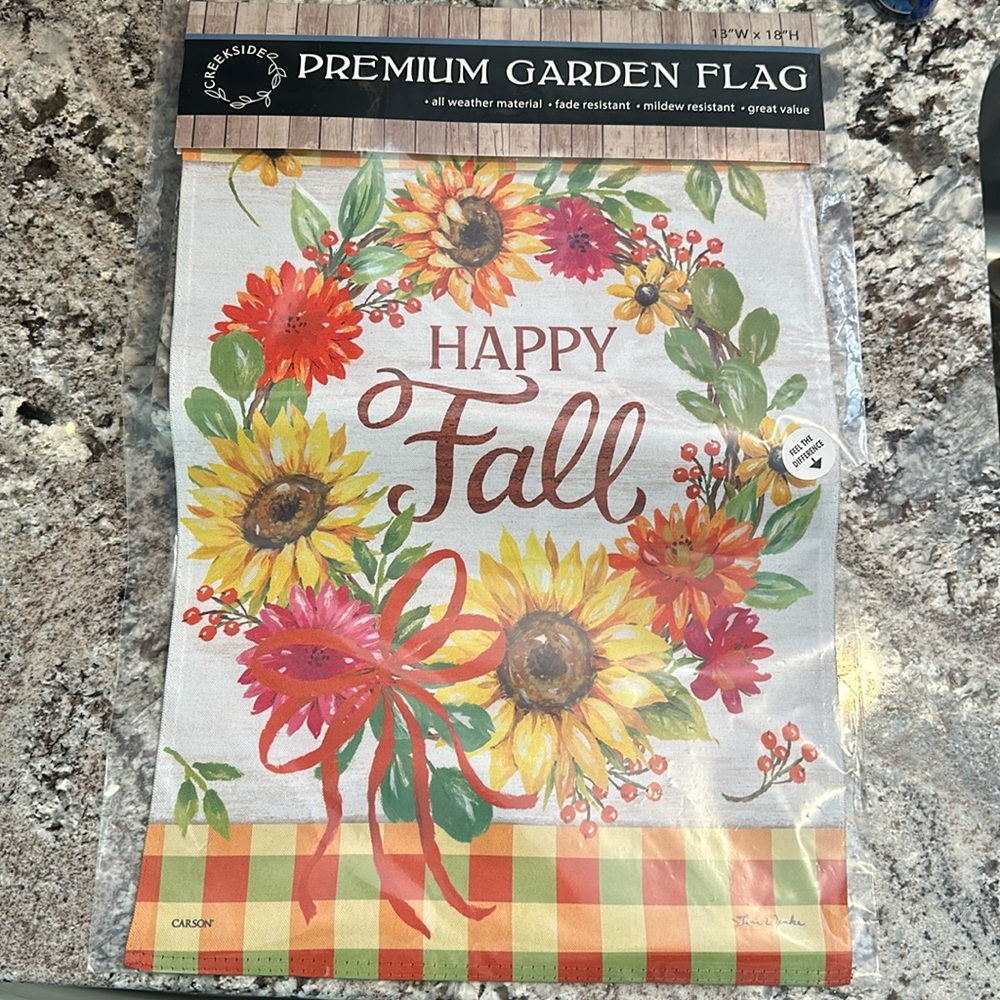 Creekside premium garden flag βhappy fallβ